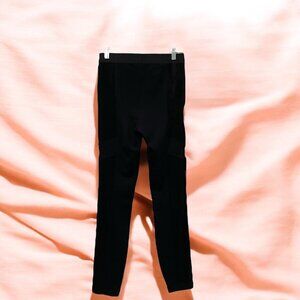 BCBG Max Azria Black Leggings XS Faux Suede Panel Sleek Stylish Stretch Comfy